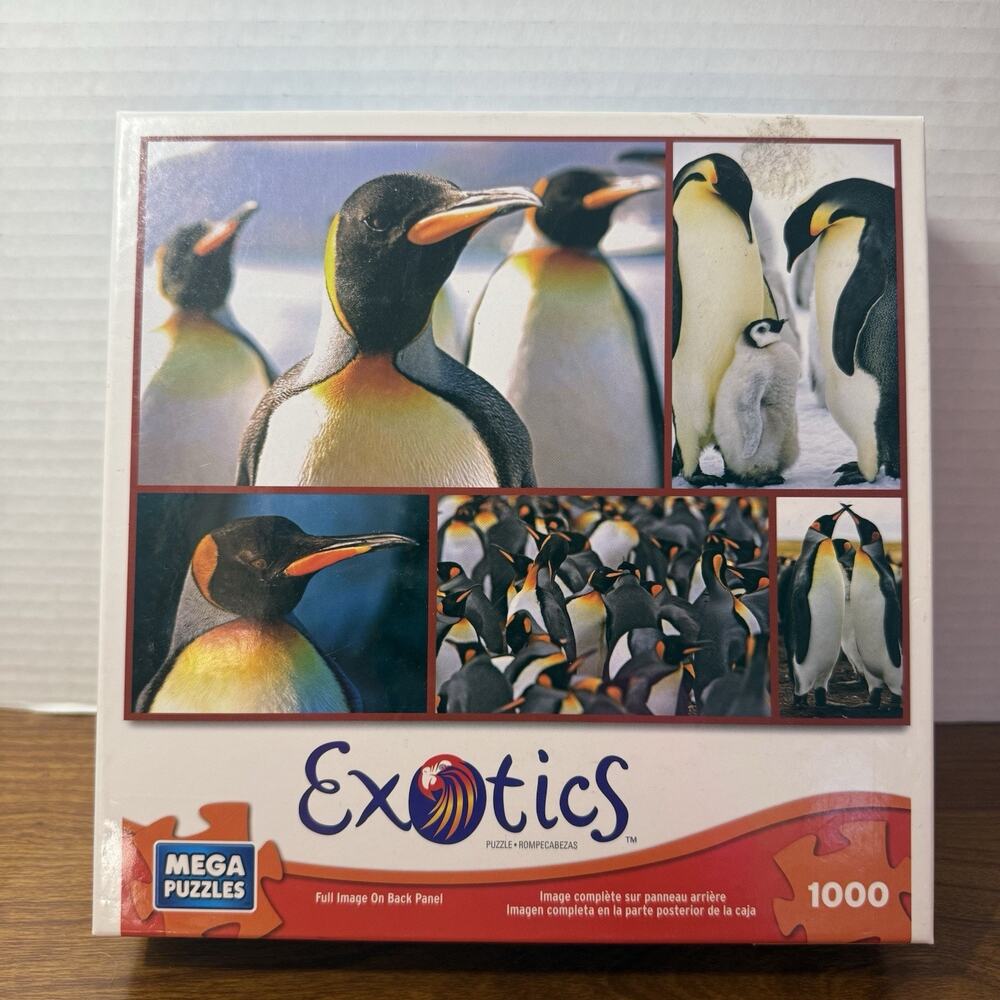 1000 Piece Jigsaw Puzzle Mega Puzzles Exotics "Penguins" 27" by 19" Complete